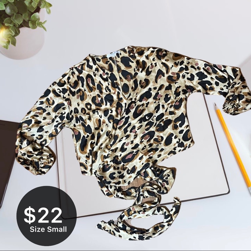 Cheetah Tie Around Blouse